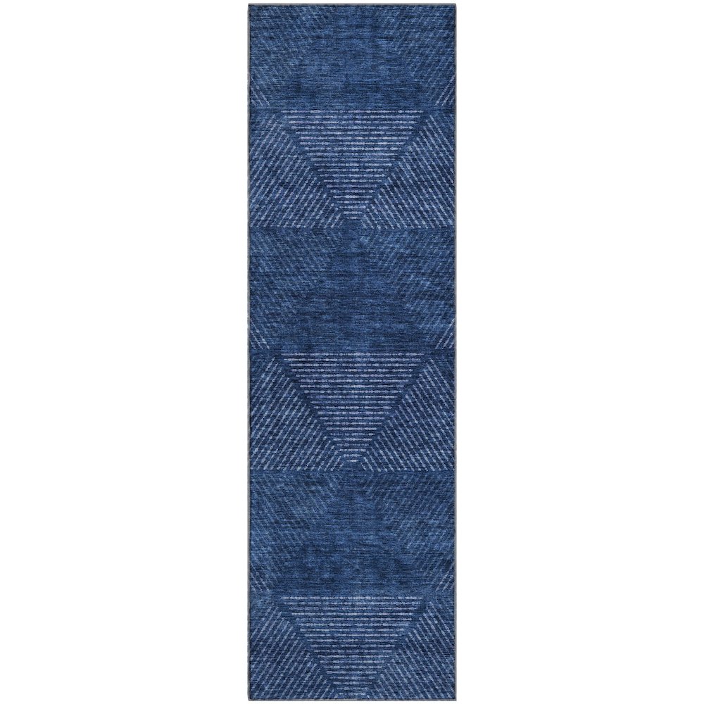 Premium Machine Washable Mayfield AMF777 Navy 2'3" x 7'6" Runner Rug. Picture 1