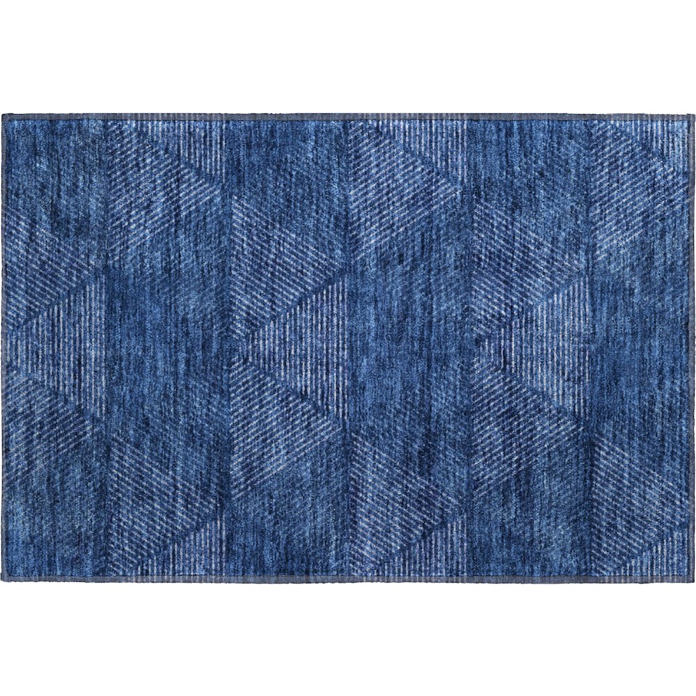 Premium Machine Washable Mayfield AMF777 Navy 1'8" x 2'6" Rug. Picture 1