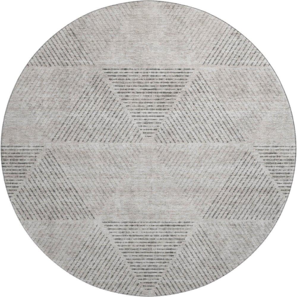 Premium Machine Washable Mayfield AMF777 Taupe 8' x 8' Round Rug. Picture 1