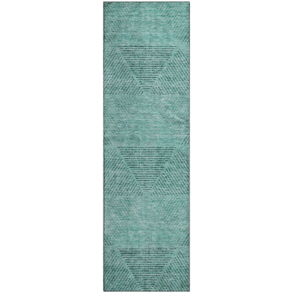Premium Machine Washable Mayfield AMF777 Teal 2'3" x 7'6" Runner Rug. Picture 1