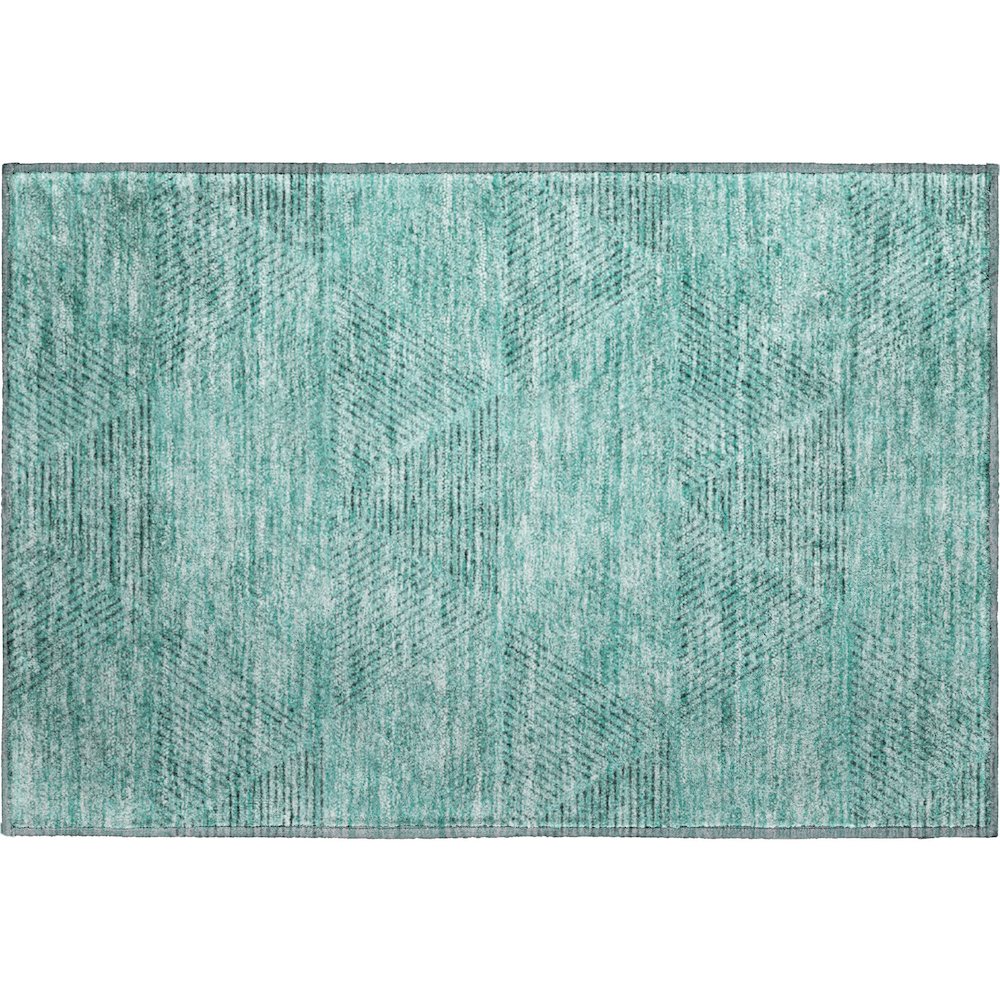 Premium Machine Washable Mayfield AMF777 Teal 1'8" x 2'6" Rug. Picture 1