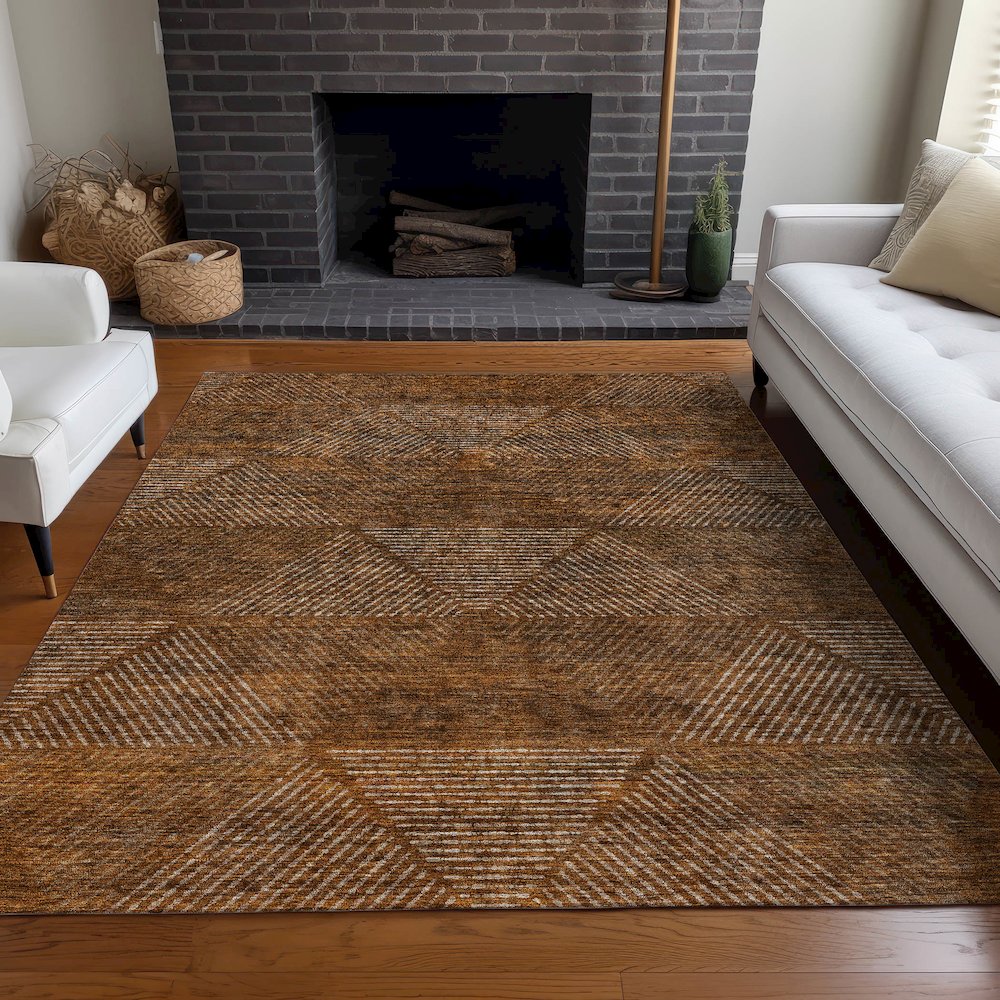 Premium Machine Washable Mayfield AMF777 Terracotta 2'6" x 3'10" Rug. Picture 5