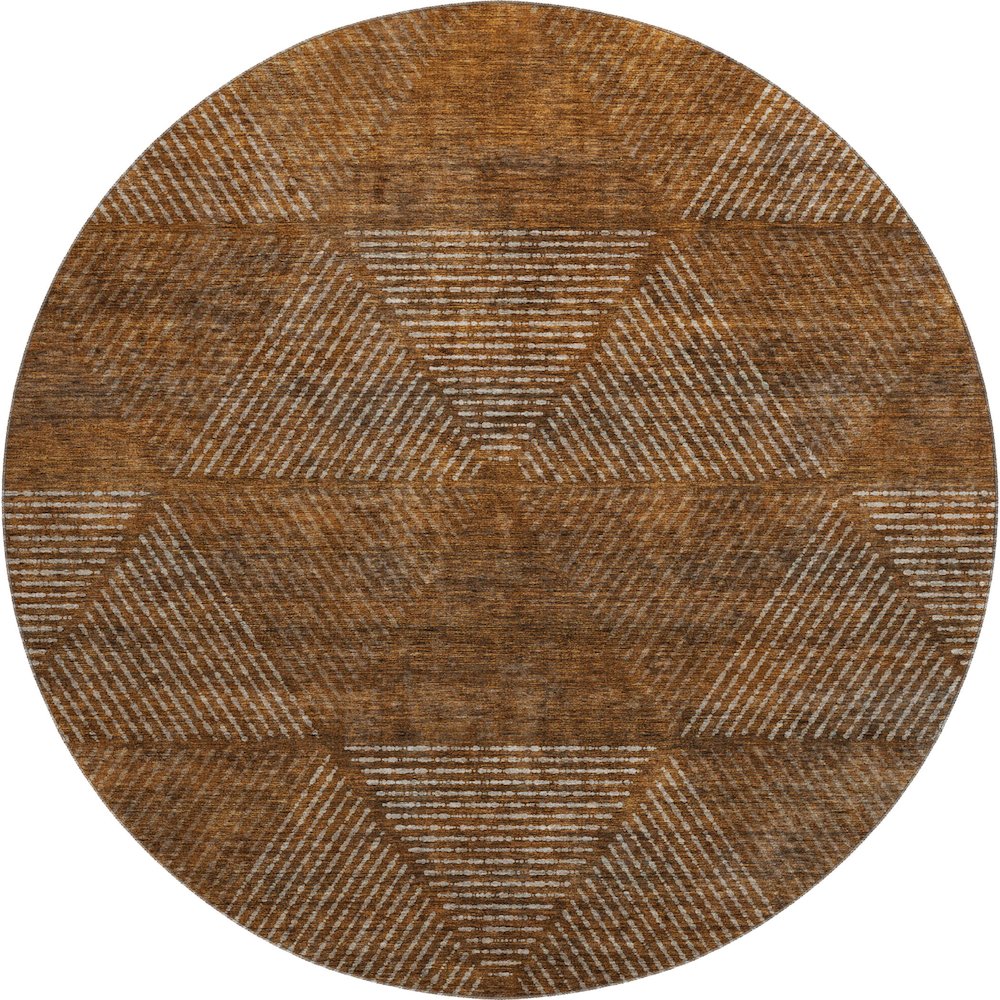 Premium Machine Washable Mayfield AMF777 Terracotta 8' x 8' Round Rug. Picture 1