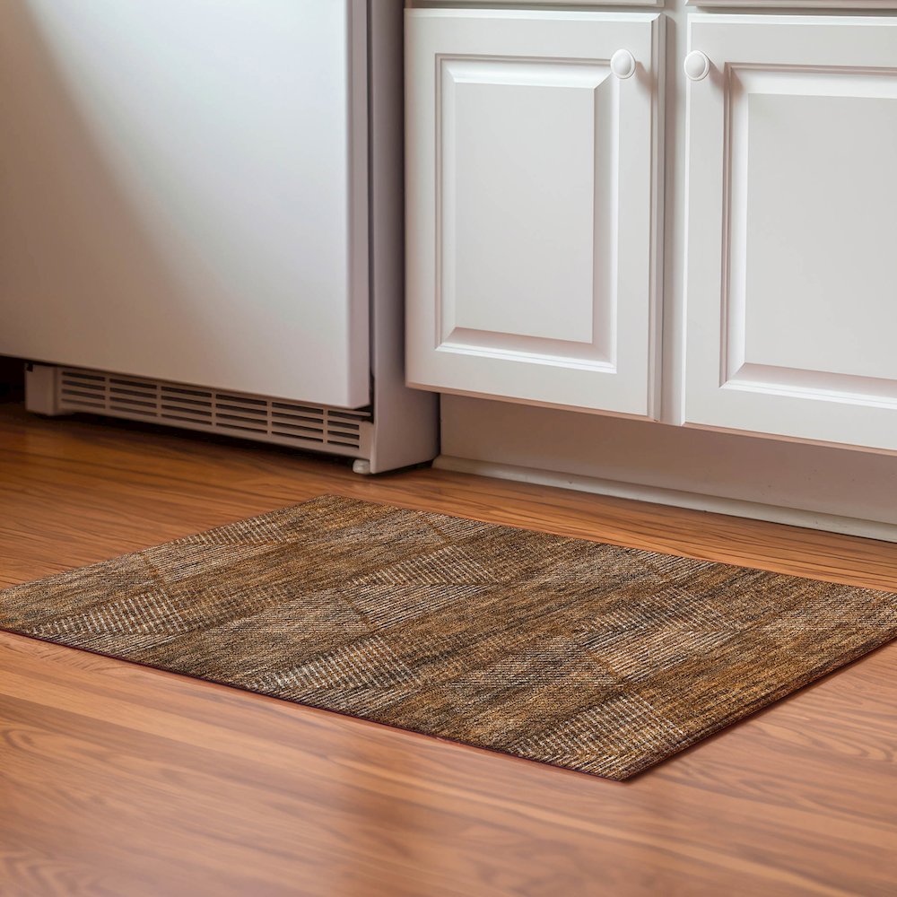 Premium Machine Washable Mayfield AMF777 Terracotta 1'8" x 2'6" Rug. Picture 5
