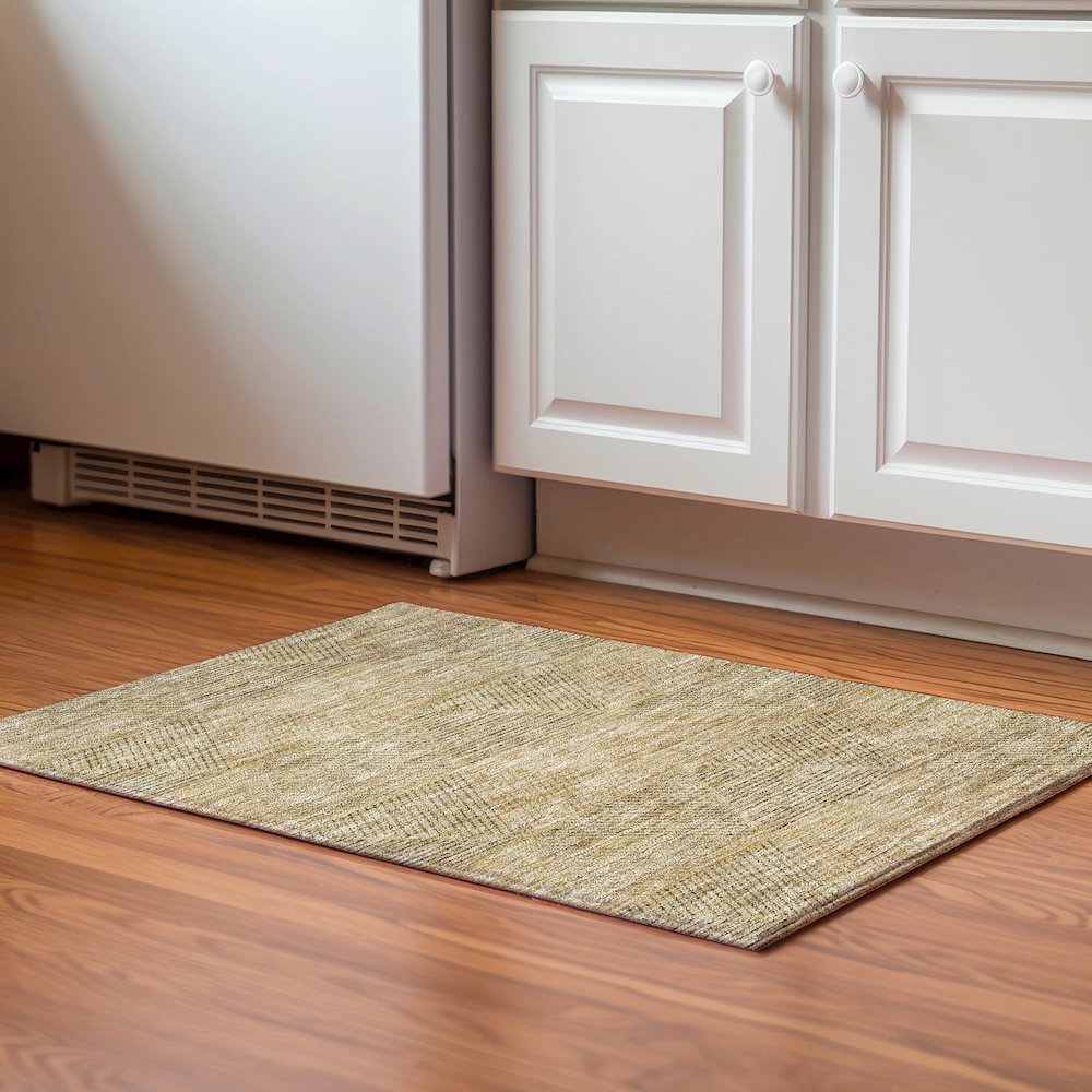 Premium Machine Washable Mayfield AMF777 Wheat 1'8" x 2'6" Rug. Picture 5