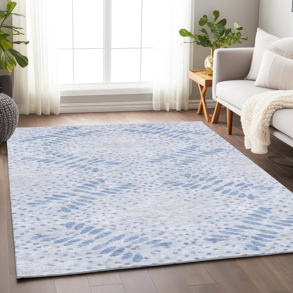 Premium Machine Washable Mayfield AMF778 Blue 2'6" x 3'10" Rug. Picture 6