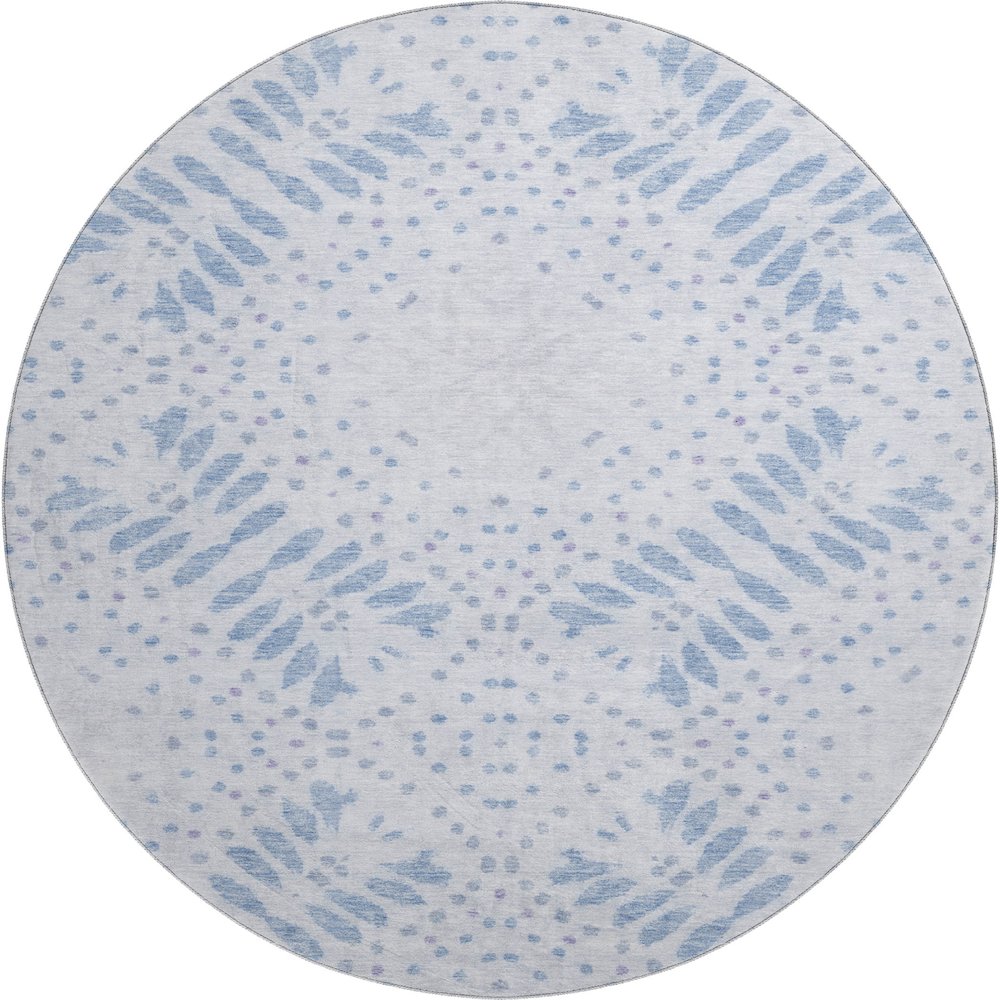Premium Machine Washable Mayfield AMF778 Blue 8' x 8' Round Rug. Picture 1