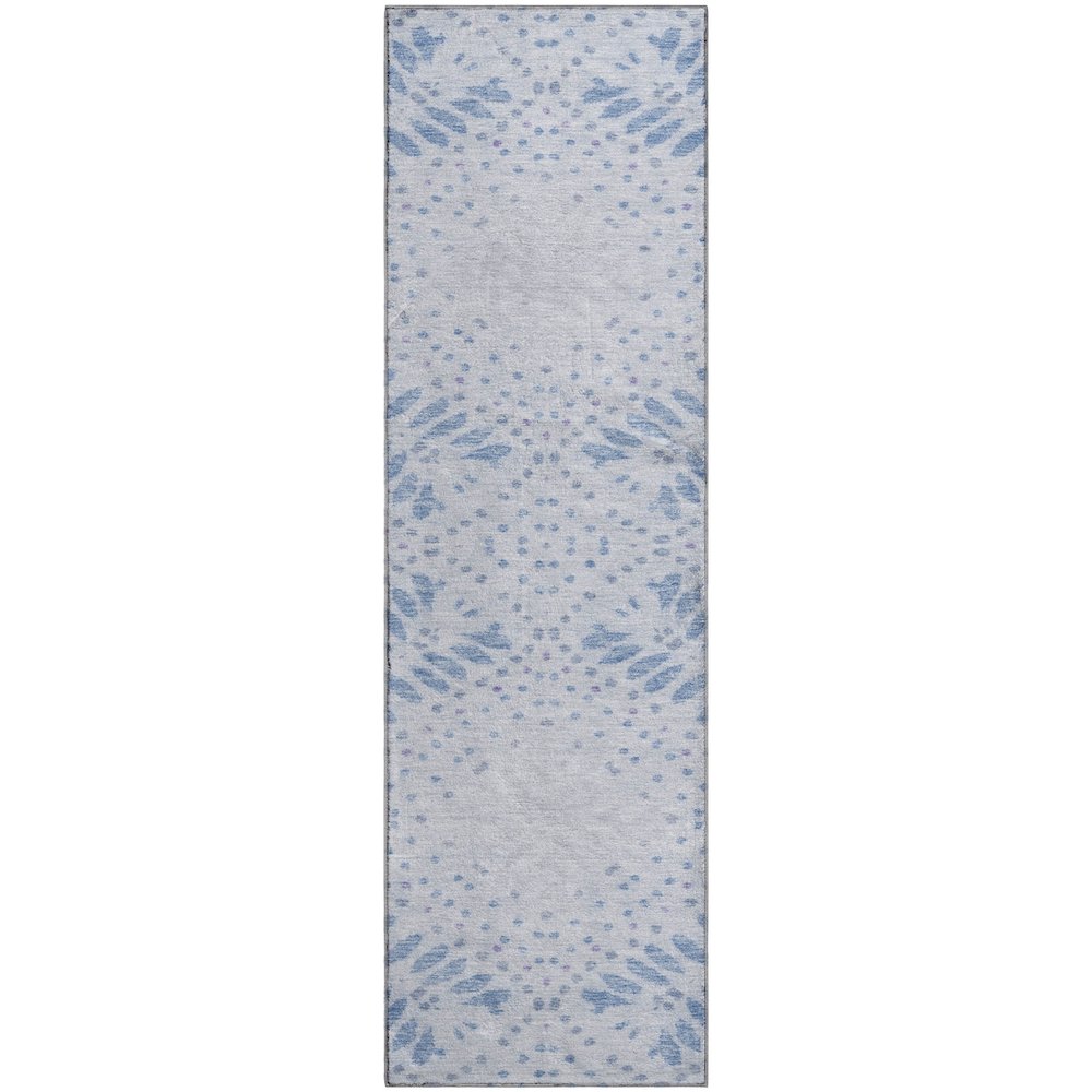 Premium Machine Washable Mayfield AMF778 Blue 2'3" x 7'6" Runner Rug. Picture 1
