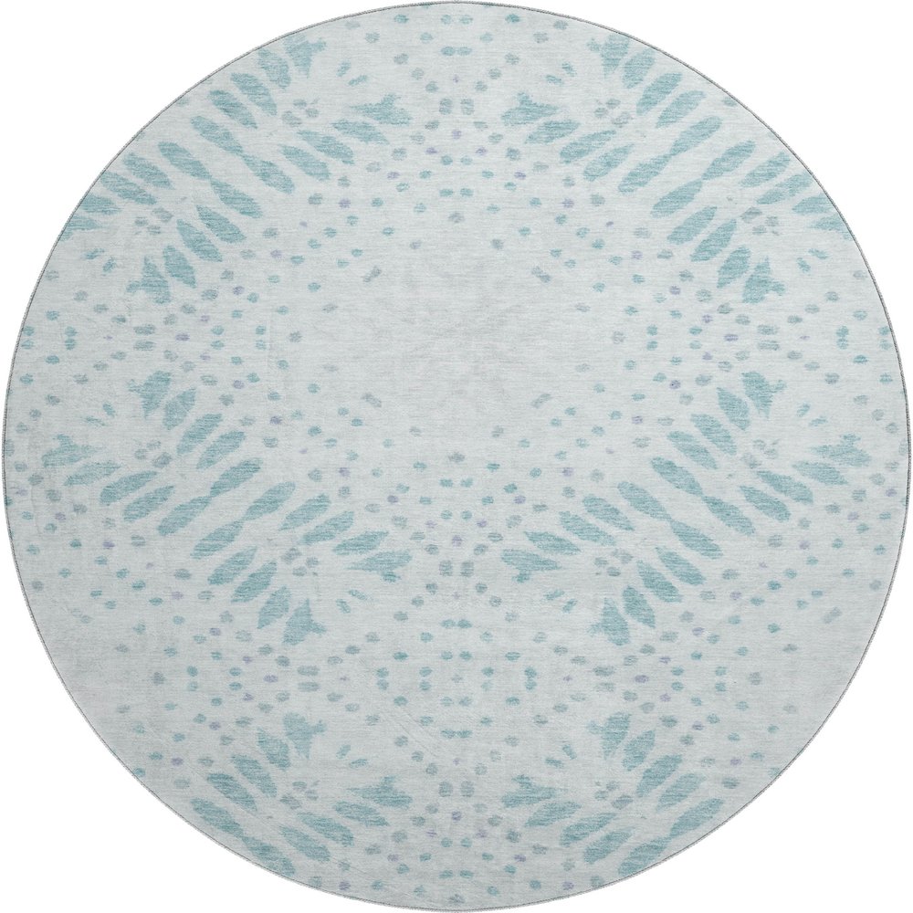 Premium Machine Washable Mayfield AMF778 Teal 8' x 8' Round Rug. Picture 1