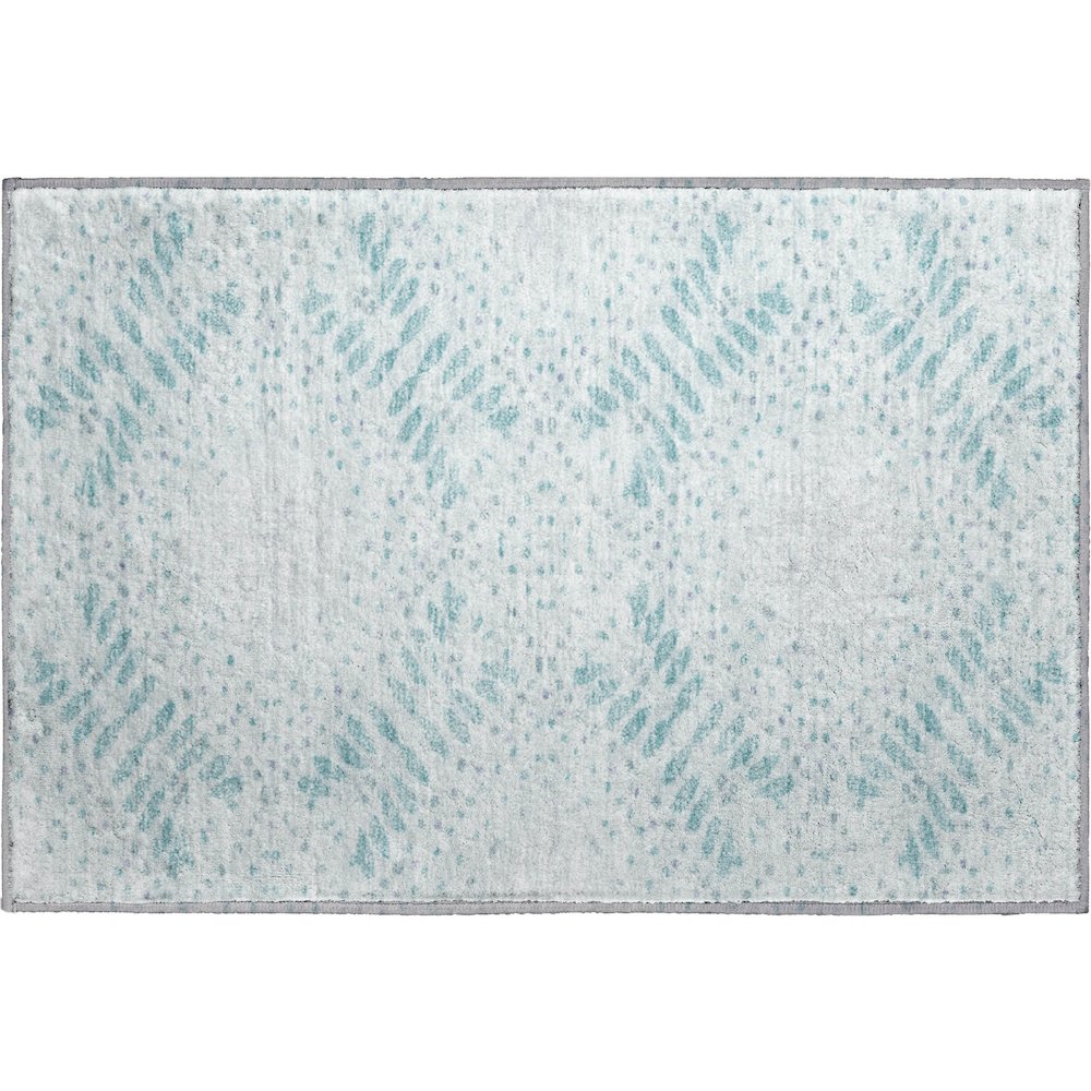 Premium Machine Washable Mayfield AMF778 Teal 1'8" x 2'6" Rug. Picture 1
