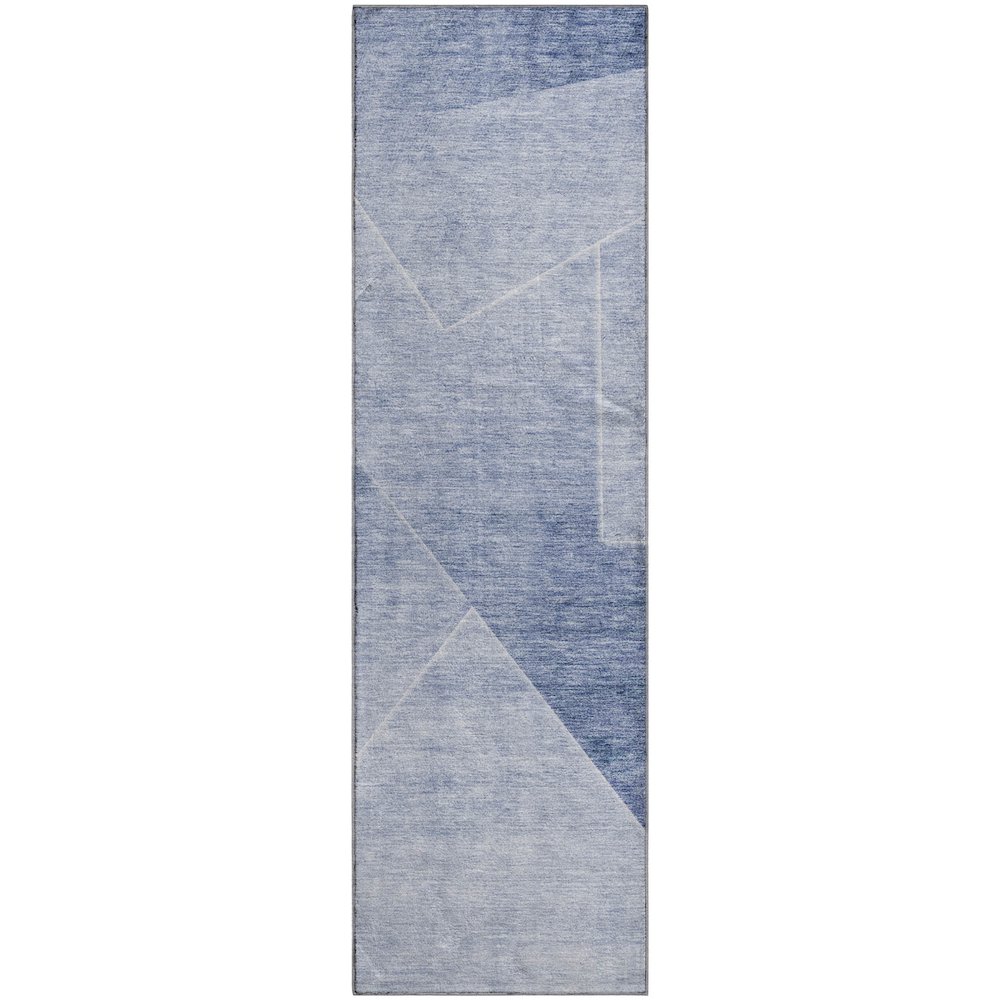 Premium Machine Washable Mayfield AMF779 Blue 2'3" x 7'6" Runner Rug. Picture 1