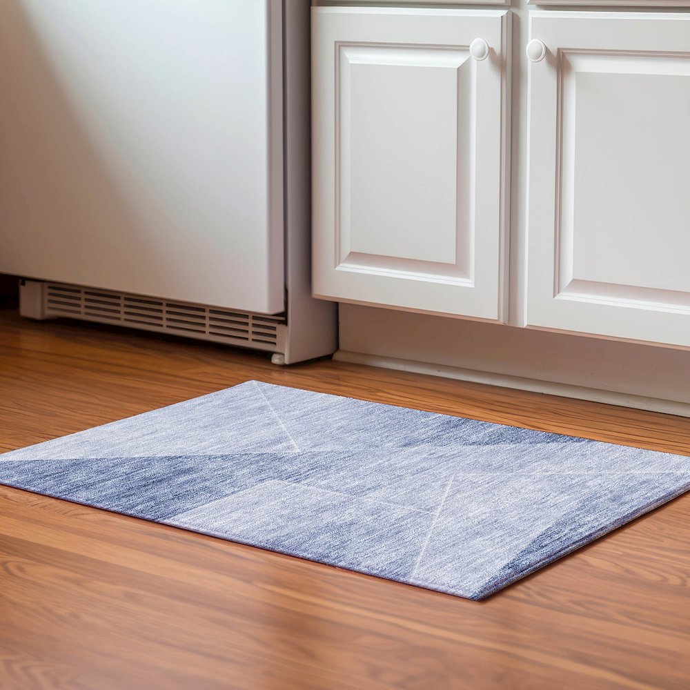 Premium Machine Washable Mayfield AMF779 Blue 1'8" x 2'6" Rug. Picture 5