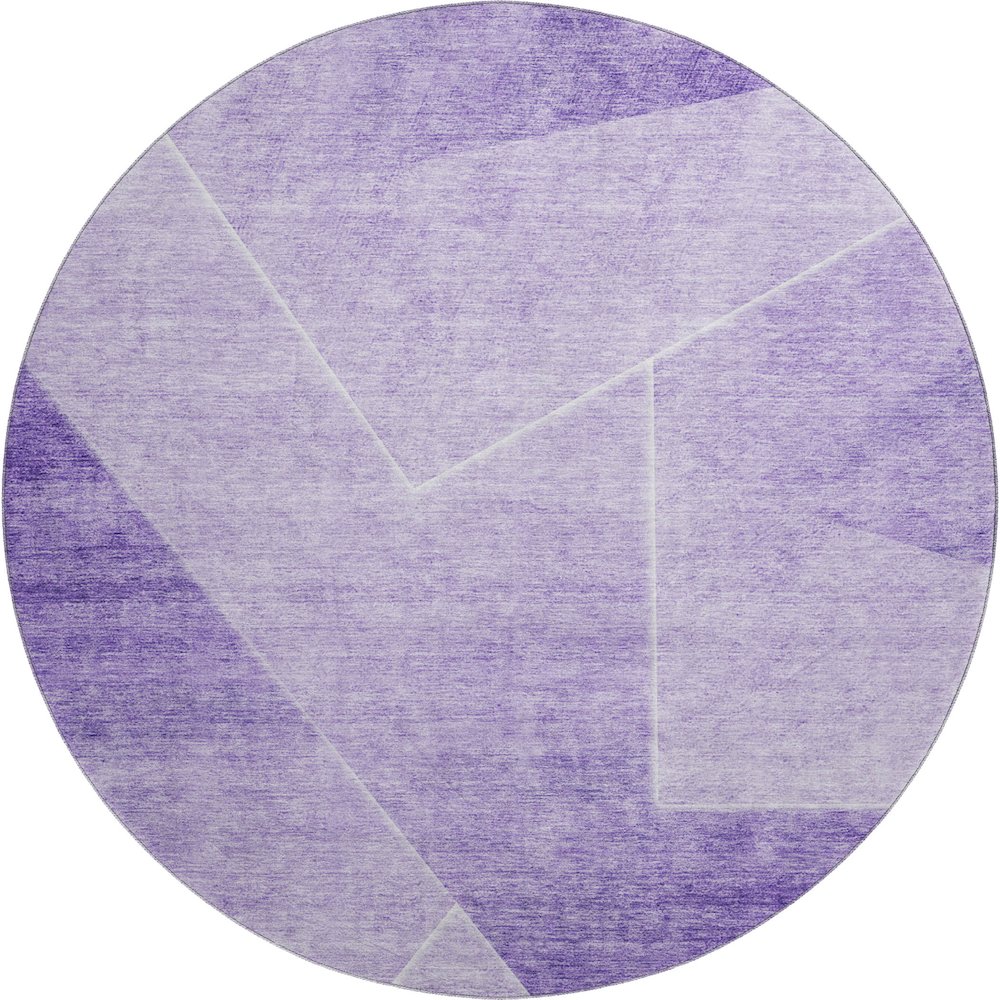 Premium Machine Washable Mayfield AMF779 Purple 8' x 8' Round Rug. Picture 1