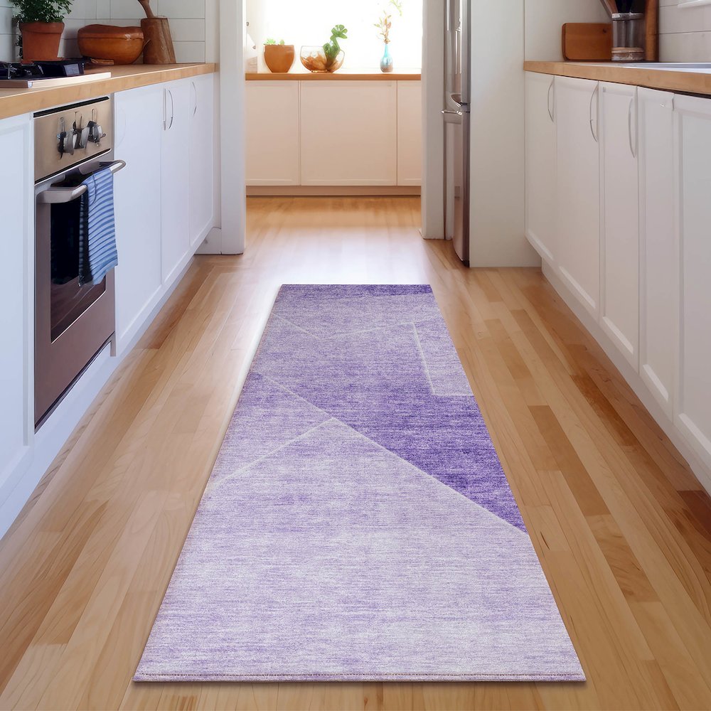 Premium Machine Washable Mayfield AMF779 Purple 2'3" x 7'6" Runner Rug. Picture 5