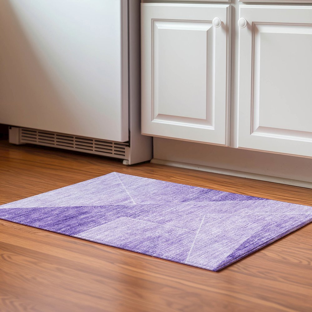 Premium Machine Washable Mayfield AMF779 Purple 1'8" x 2'6" Rug. Picture 5