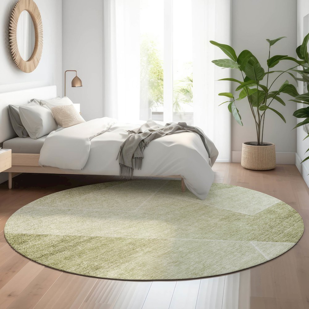 Premium Machine Washable Mayfield AMF779 Sage 8' x 8' Round Rug. Picture 5