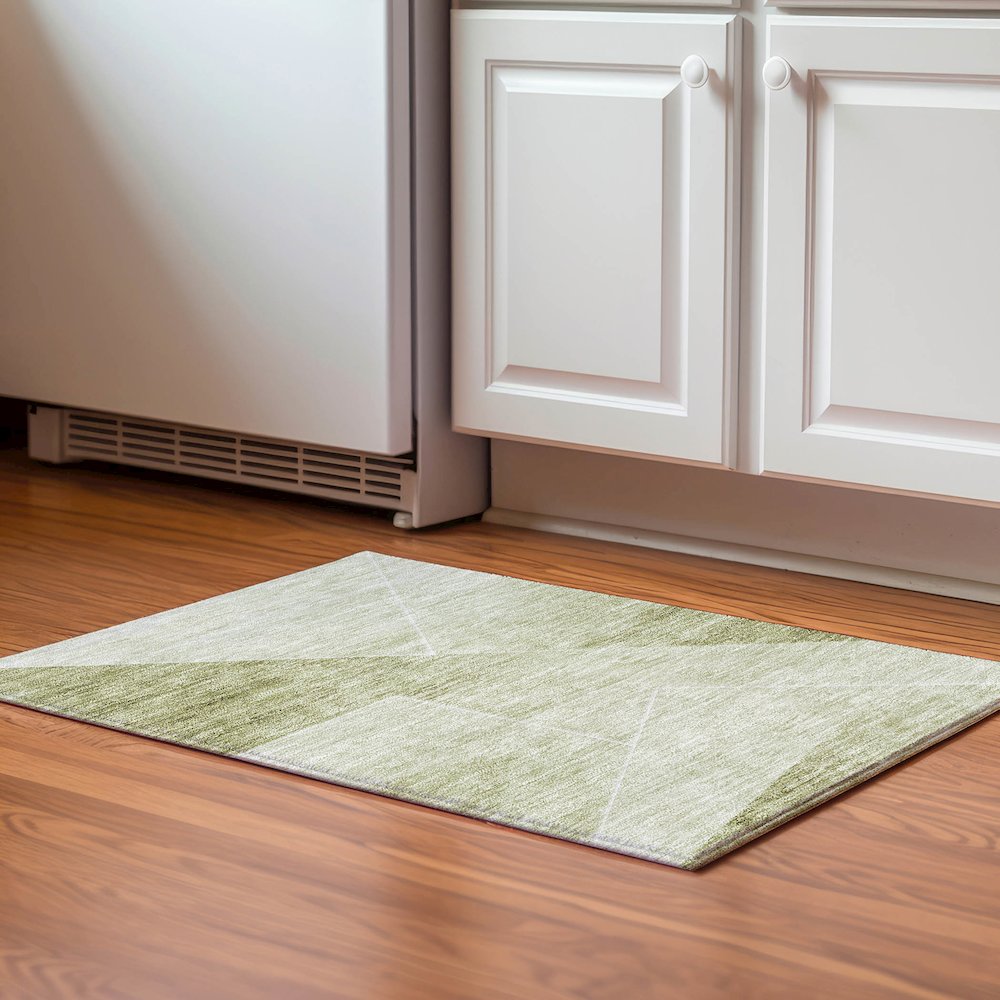 Premium Machine Washable Mayfield AMF779 Sage 1'8" x 2'6" Rug. Picture 5