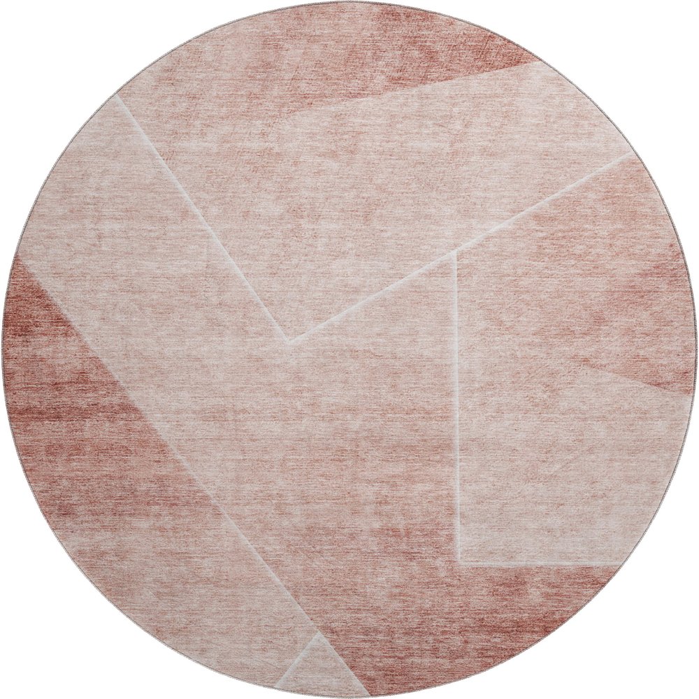 Premium Machine Washable Mayfield AMF779 Salmon 8' x 8' Round Rug. Picture 1