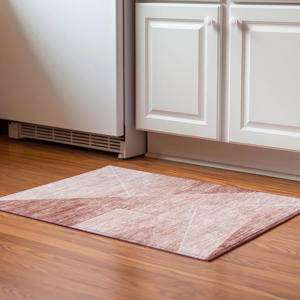 Premium Machine Washable Mayfield AMF779 Salmon 1'8" x 2'6" Rug. Picture 5
