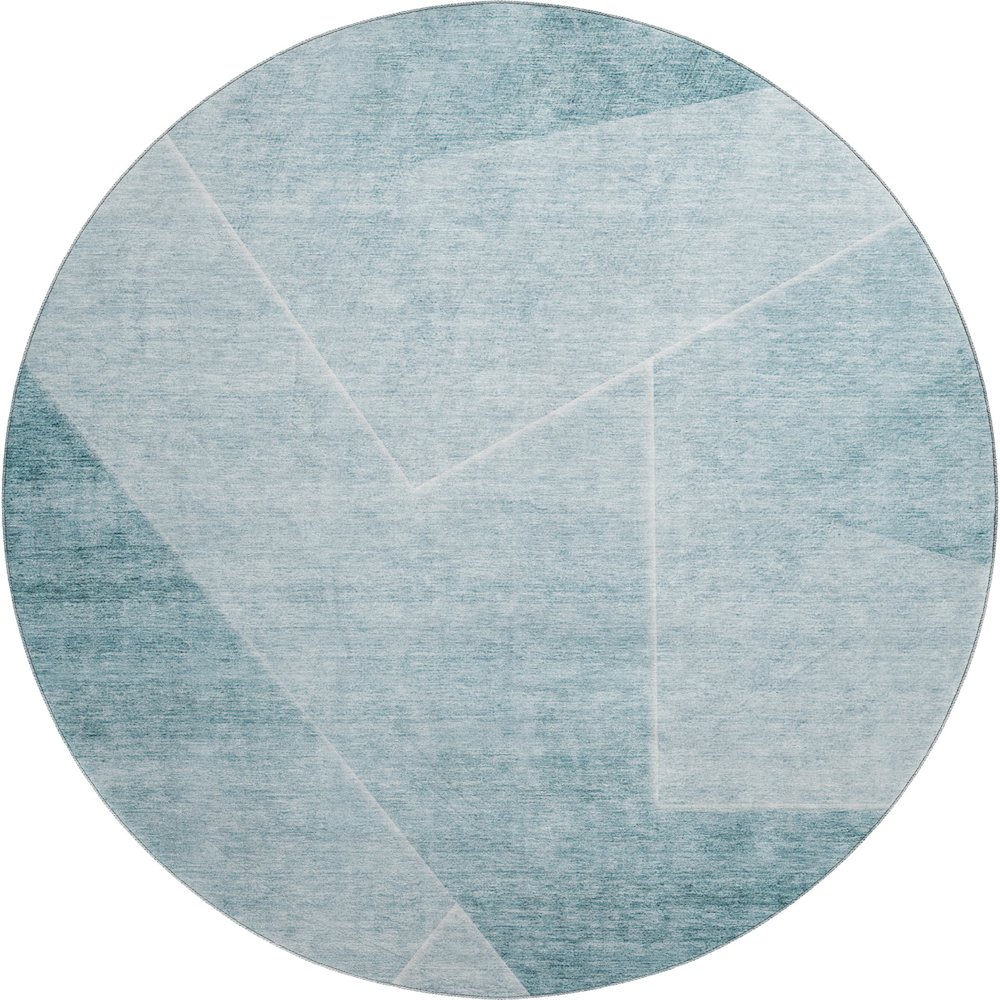 Premium Machine Washable Mayfield AMF779 Teal 8' x 8' Round Rug. Picture 1