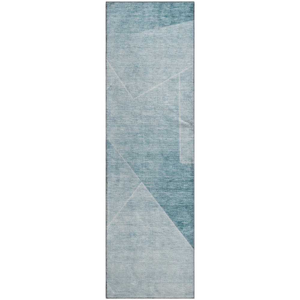 Premium Machine Washable Mayfield AMF779 Teal 2'3" x 7'6" Runner Rug. Picture 1