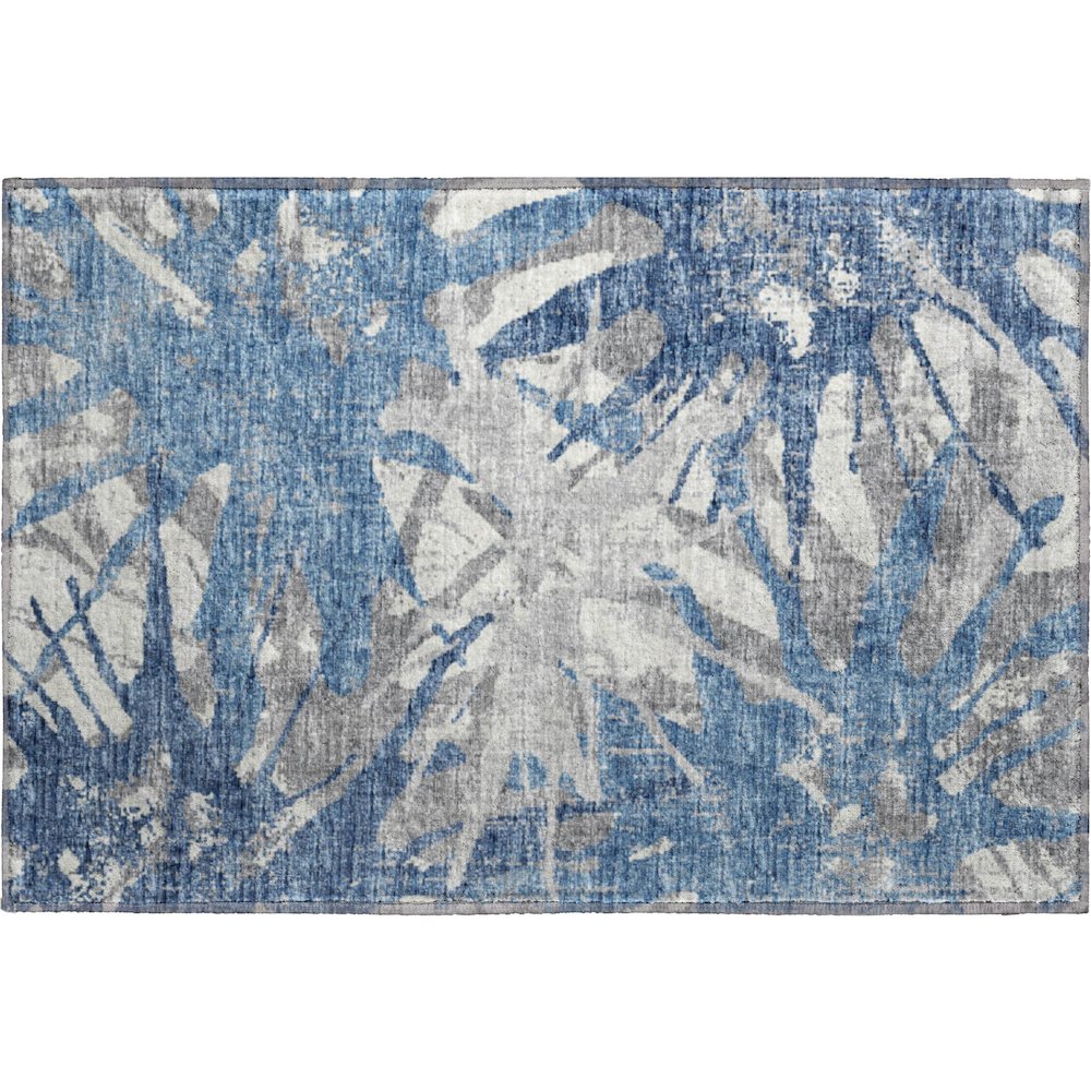 Premium Machine Washable Mayfield  Blue 1'8" x 2'6" Rug. Picture 1