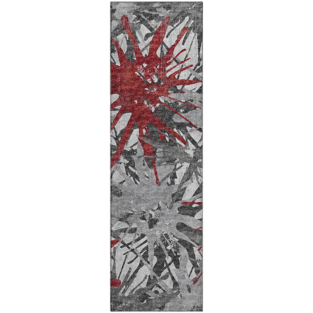 Premium Machine Washable Mayfield  Red 2'3" x 7'6" Runner Rug. Picture 1