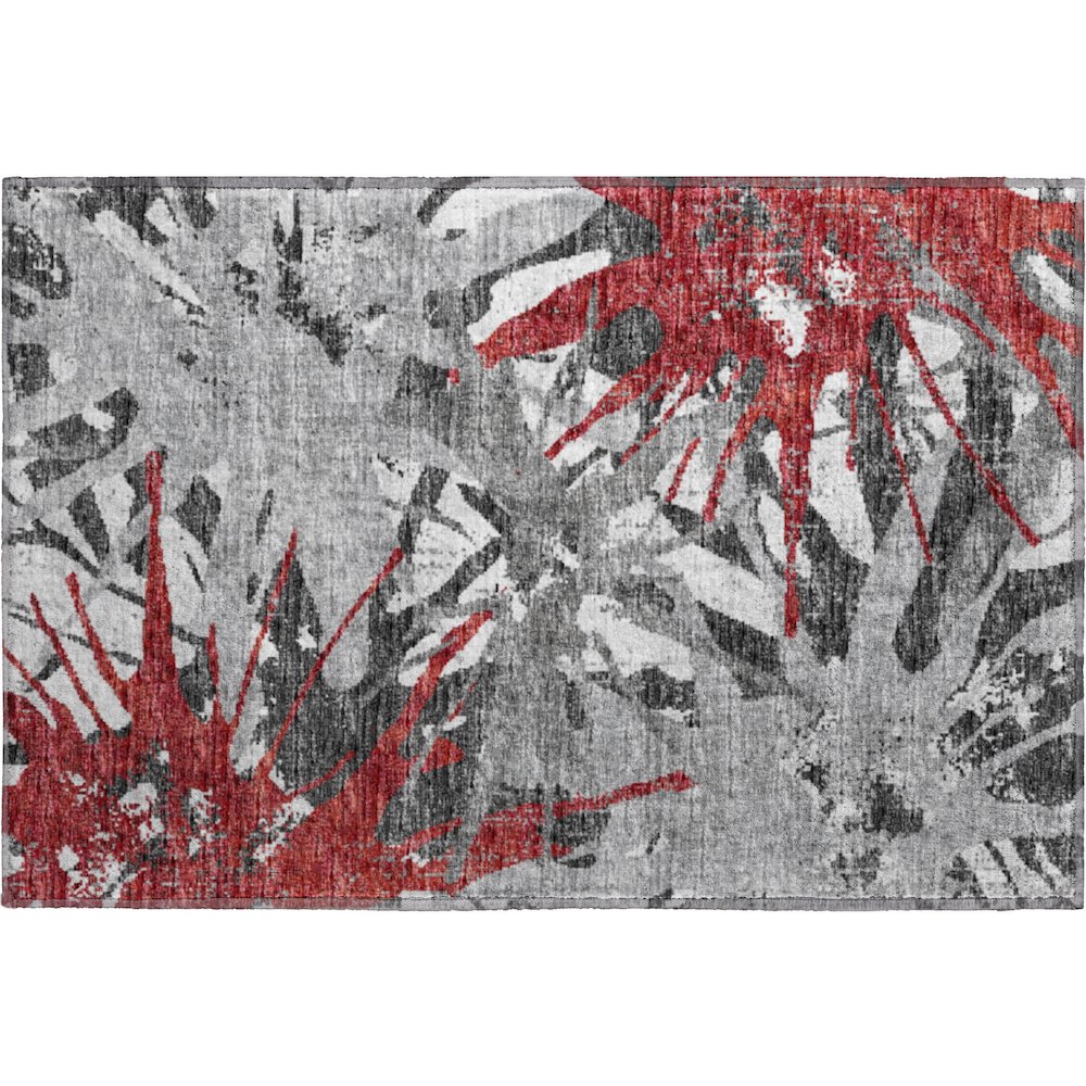 Premium Machine Washable Mayfield  Red 1'8" x 2'6" Rug. Picture 1