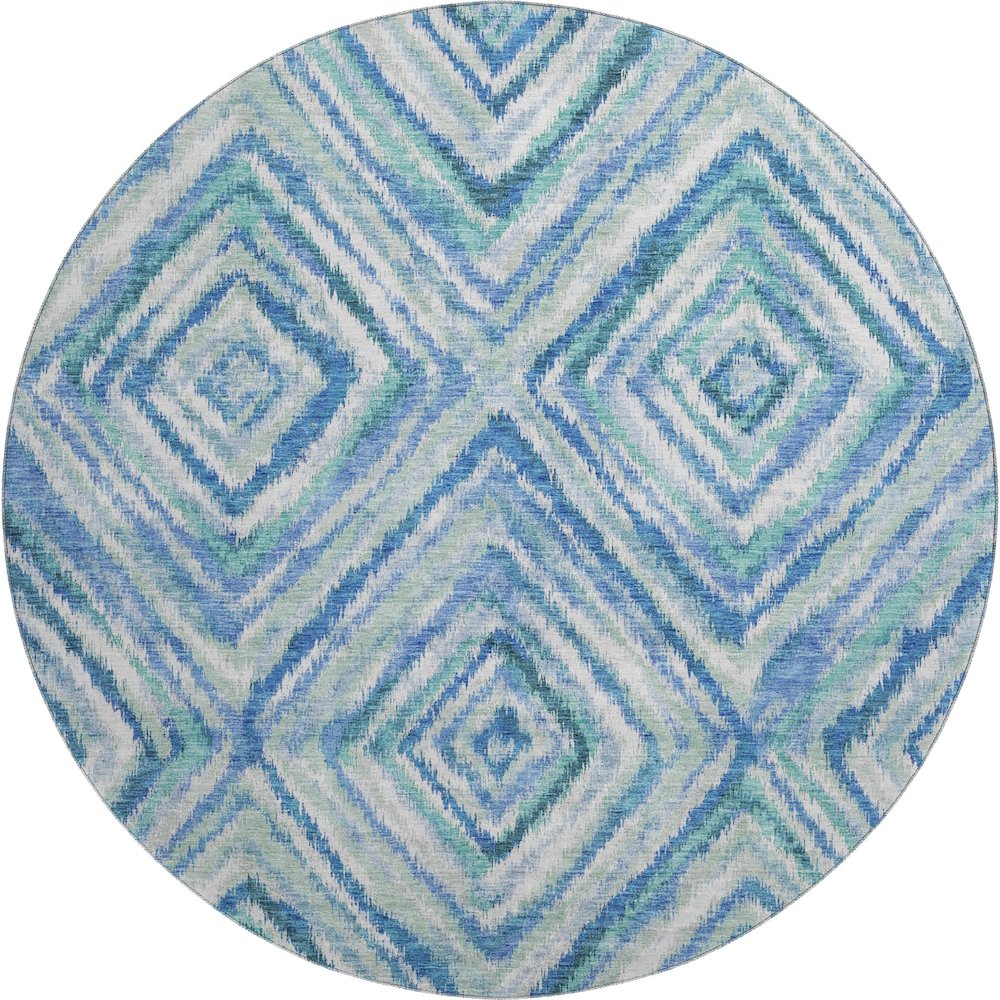 Premium Machine Washable Mayfield AMF780 Blue 8' x 8' Round Rug. Picture 1