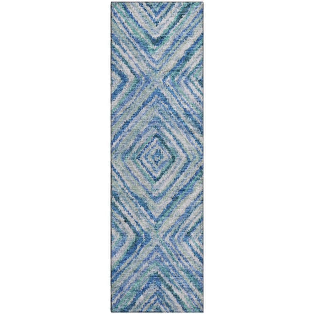 Premium Machine Washable Mayfield AMF780 Blue 2'3" x 7'6" Runner Rug. Picture 1