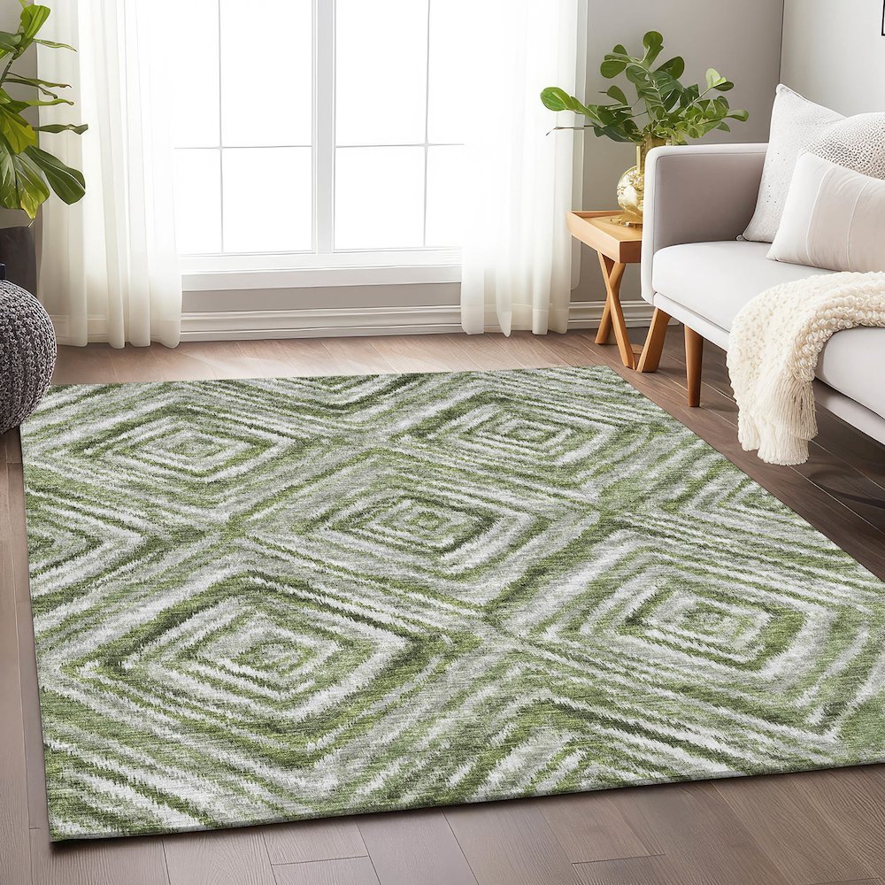 Premium Machine Washable Mayfield AMF781 Aloe 2'6" x 3'10" Rug. Picture 6