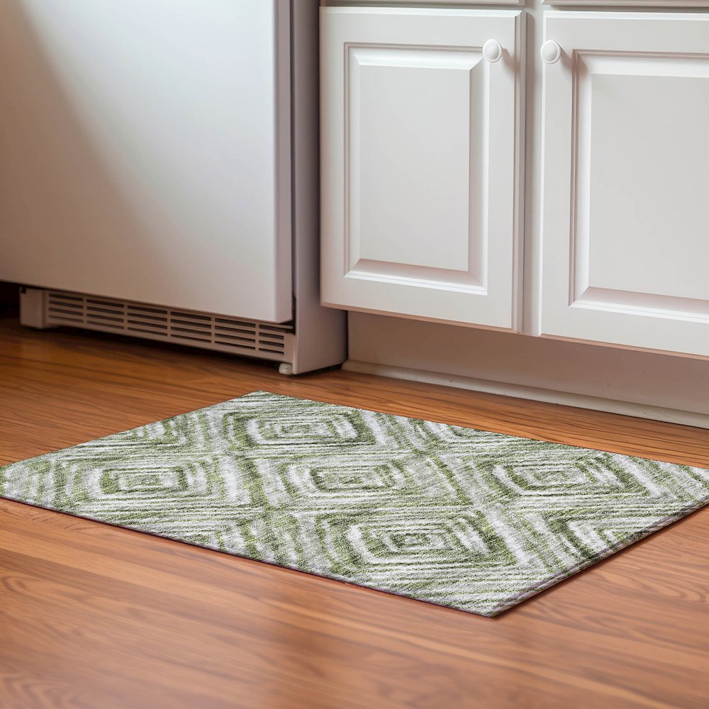 Premium Machine Washable Mayfield AMF781 Aloe 1'8" x 2'6" Rug. Picture 5