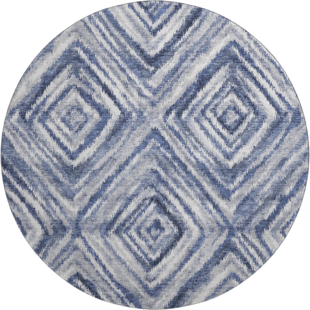 Premium Machine Washable Mayfield AMF781 Blue 8' x 8' Round Rug. Picture 1