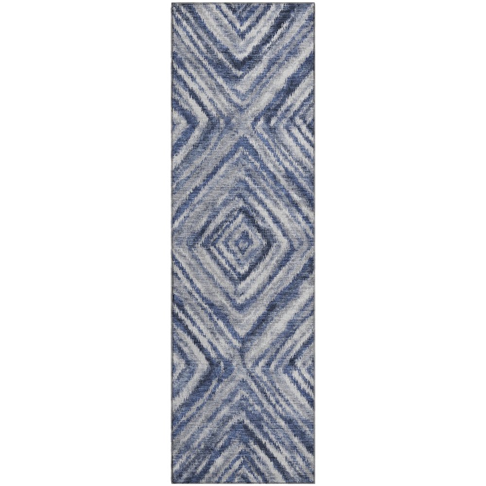Premium Machine Washable Mayfield AMF781 Blue 2'3" x 7'6" Runner Rug. Picture 1