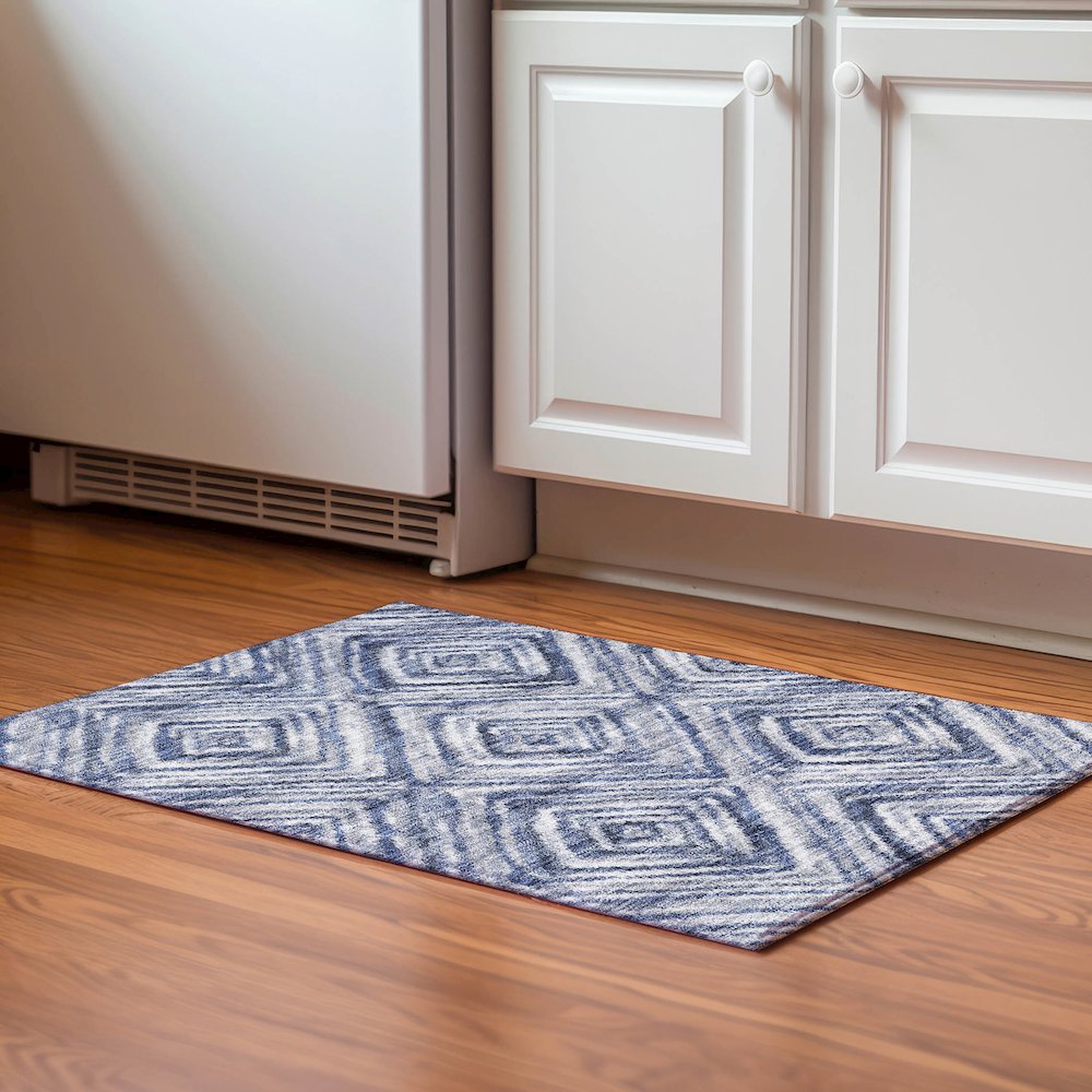 Premium Machine Washable Mayfield AMF781 Blue 1'8" x 2'6" Rug. Picture 5