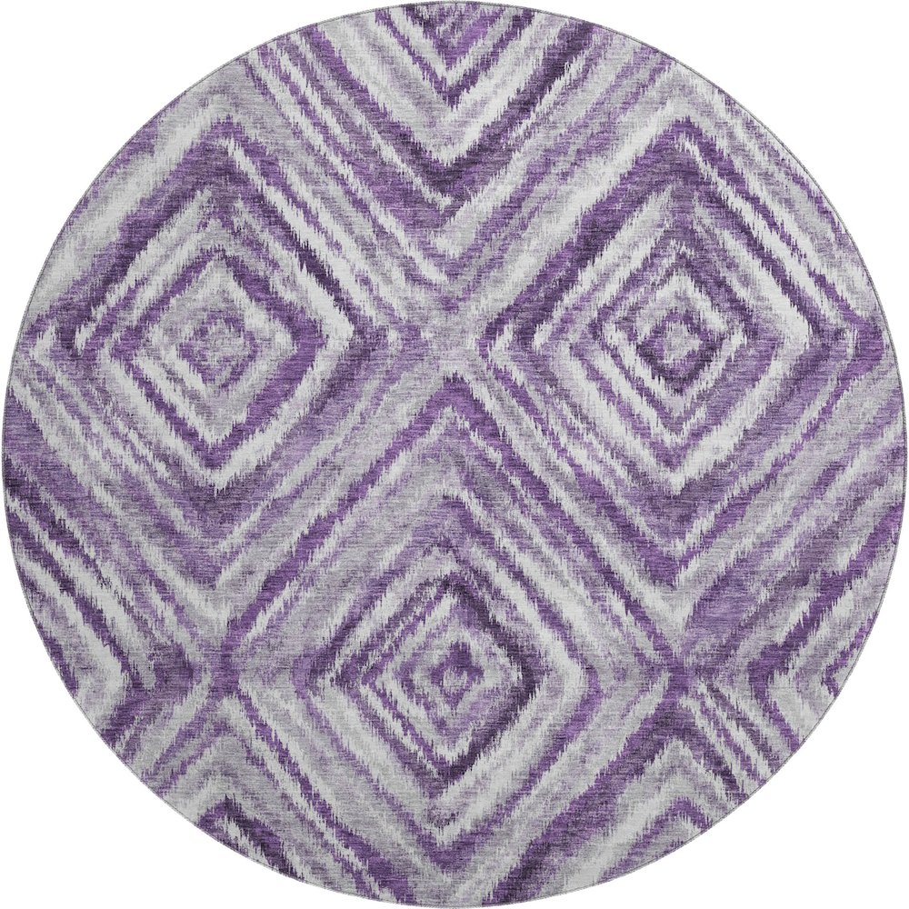 Premium Machine Washable Mayfield AMF781 Purple 8' x 8' Round Rug. Picture 1