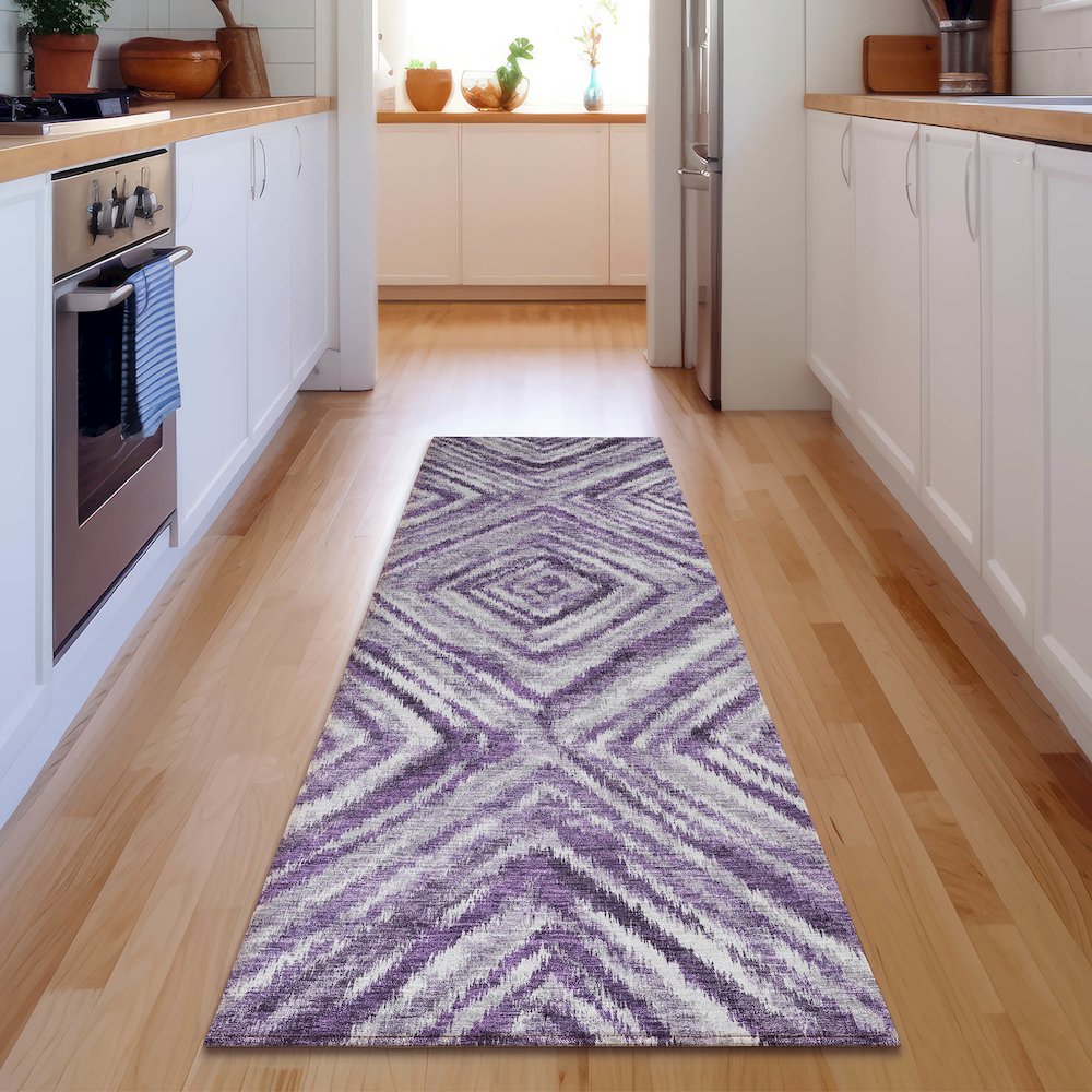 Premium Machine Washable Mayfield AMF781 Purple 2'3" x 7'6" Runner Rug. Picture 5