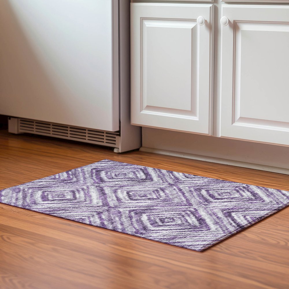 Premium Machine Washable Mayfield AMF781 Purple 1'8" x 2'6" Rug. Picture 5