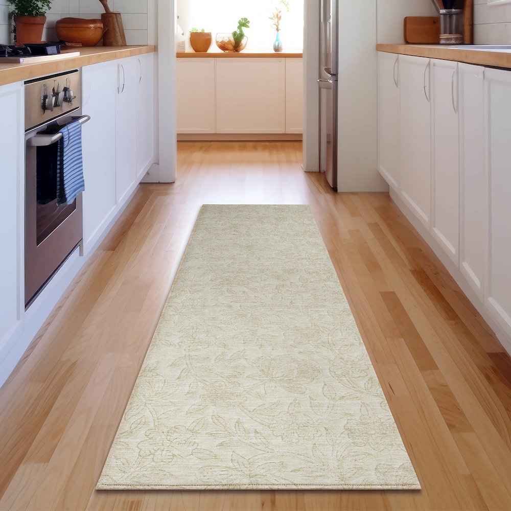 Premium Machine Washable Mayfield AMF782 Ivory 2'3" x 7'6" Runner Rug. Picture 5