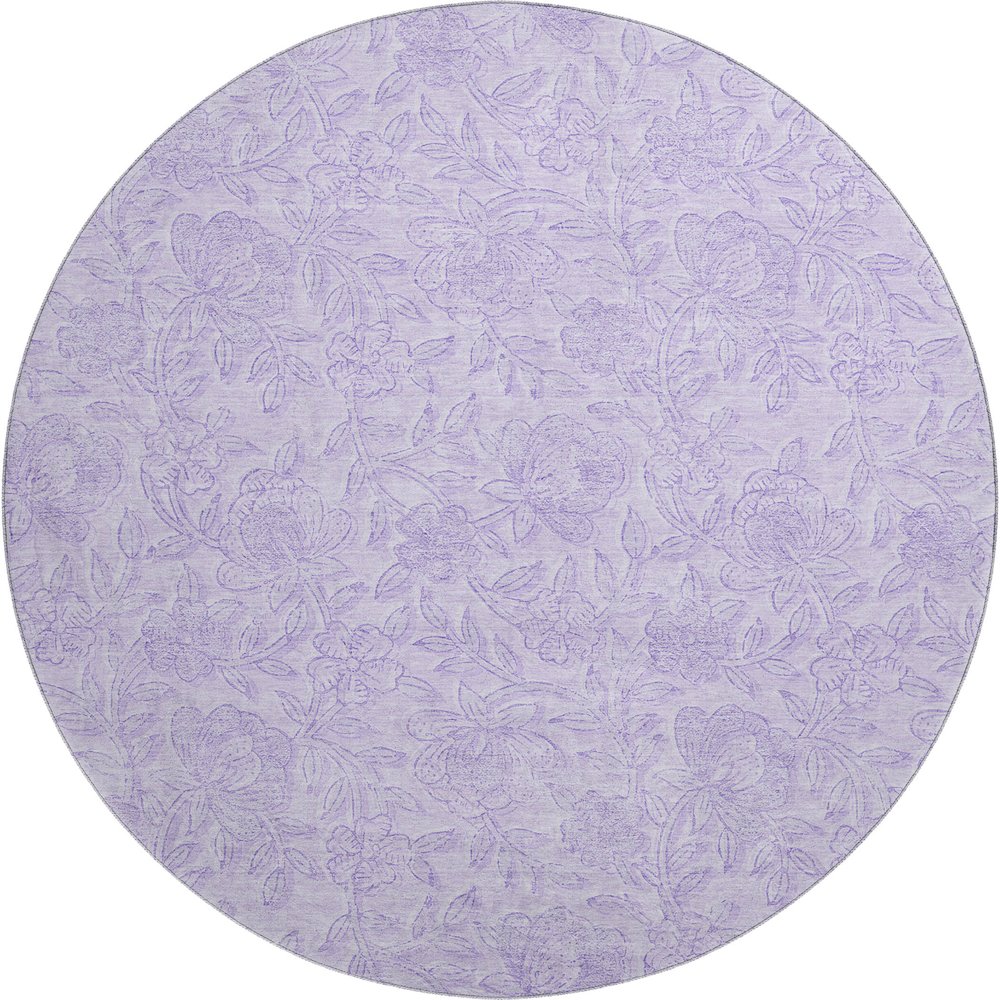 Premium Machine Washable Mayfield AMF782 Lilac 8' x 8' Round Rug. Picture 1