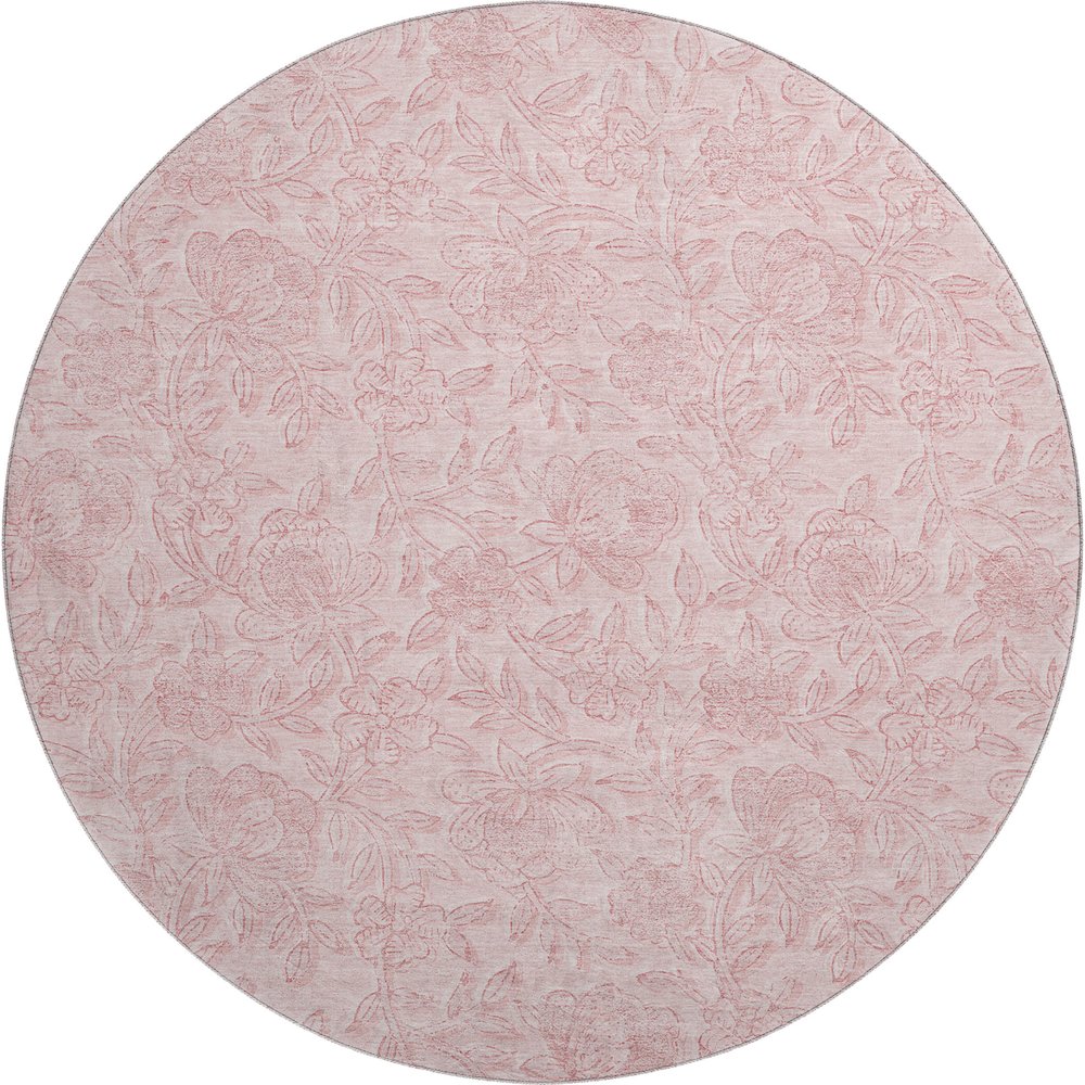 Premium Machine Washable Mayfield AMF782 Pink 8' x 8' Round Rug. Picture 1