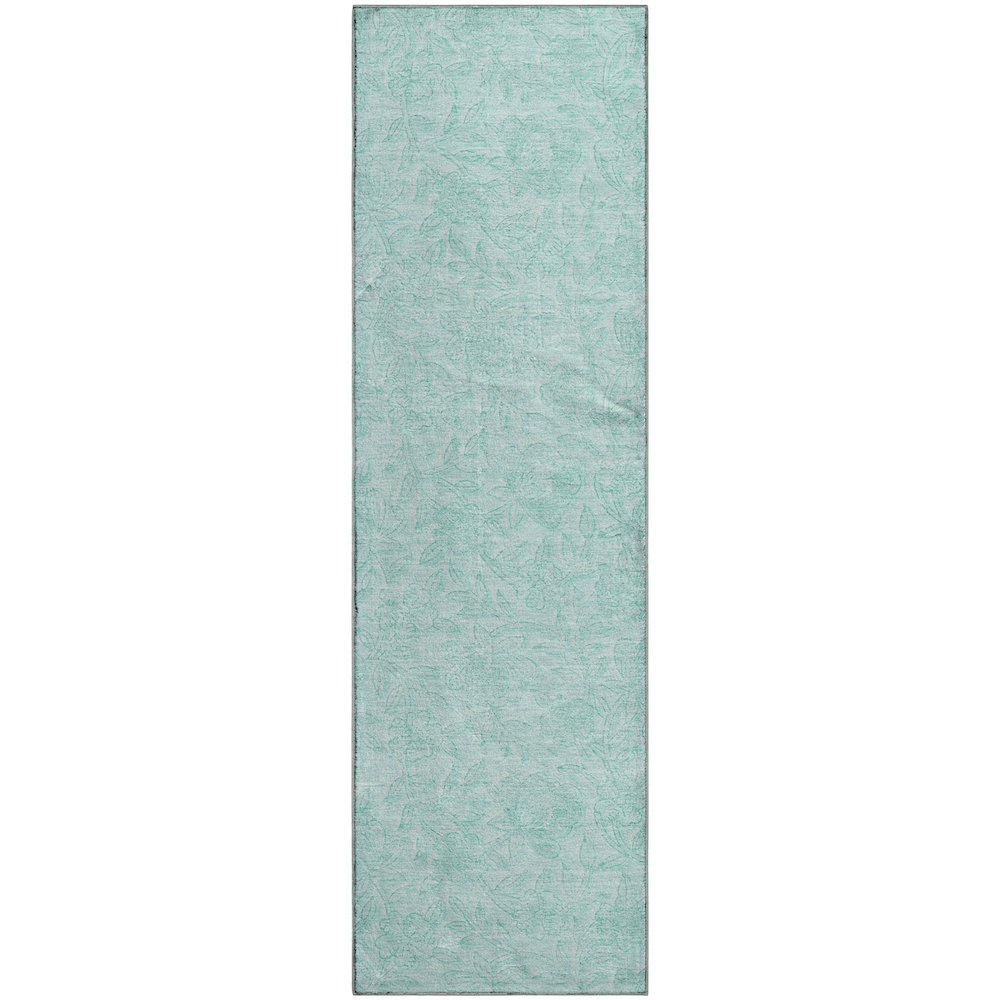 Premium Machine Washable Mayfield AMF782 Teal 2'3" x 7'6" Runner Rug. Picture 1