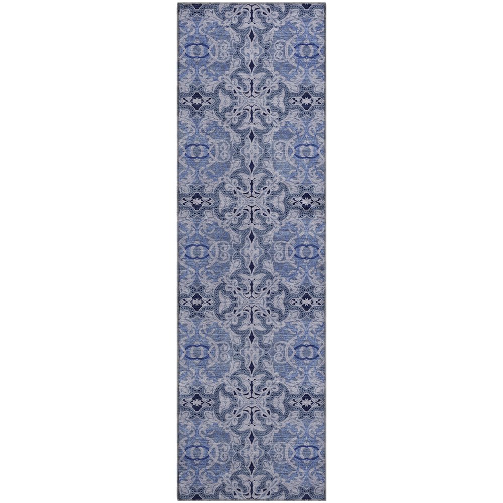 Premium Machine Washable Mayfield AMF783 Blue 2'3" x 7'6" Runner Rug. Picture 1