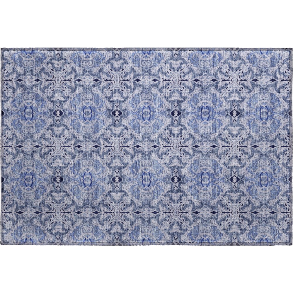 Premium Machine Washable Mayfield AMF783 Blue 1'8" x 2'6" Rug. Picture 1