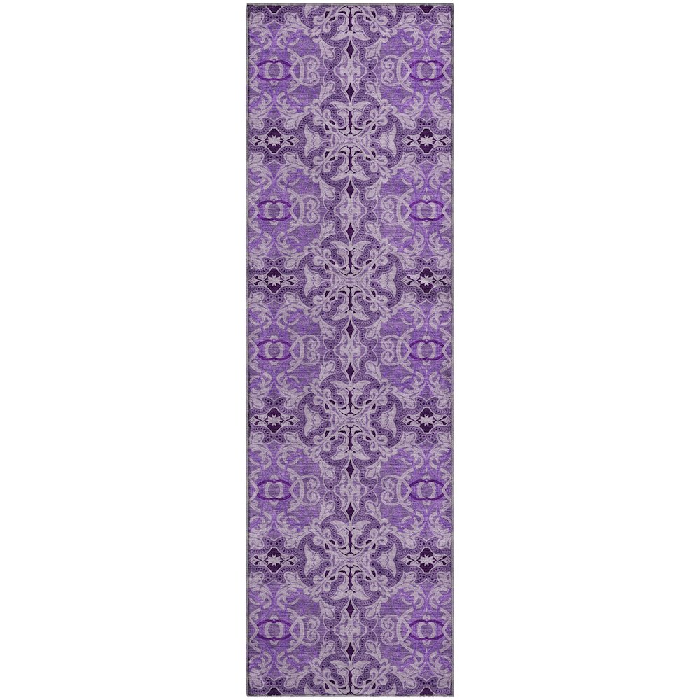 Premium Machine Washable Mayfield AMF783 Purple 2'3" x 7'6" Runner Rug. Picture 1