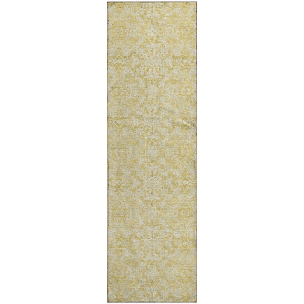 Premium Machine Washable Mayfield AMF784 Gold 2'3" x 7'6" Runner Rug. Picture 1