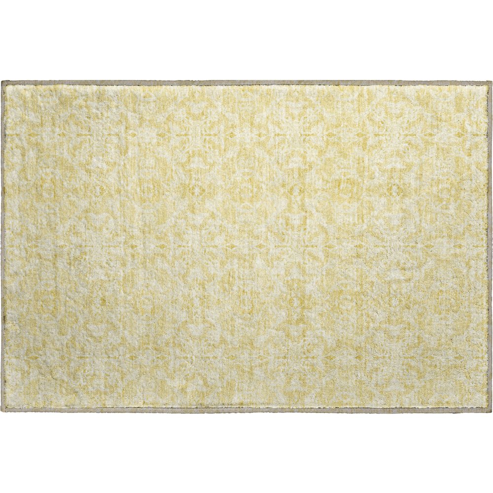 Premium Machine Washable Mayfield AMF784 Gold 1'8" x 2'6" Rug. Picture 1