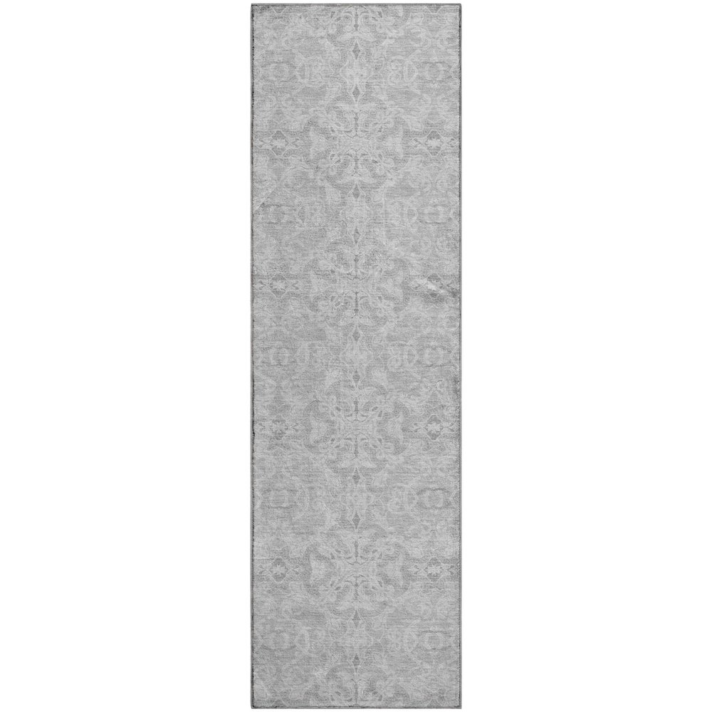 Premium Machine Washable Mayfield AMF784 Silver 2'3" x 7'6" Runner Rug. Picture 1