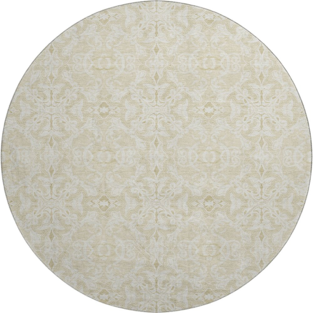 Premium Machine Washable Mayfield AMF784 Tan 8' x 8' Round Rug. Picture 1