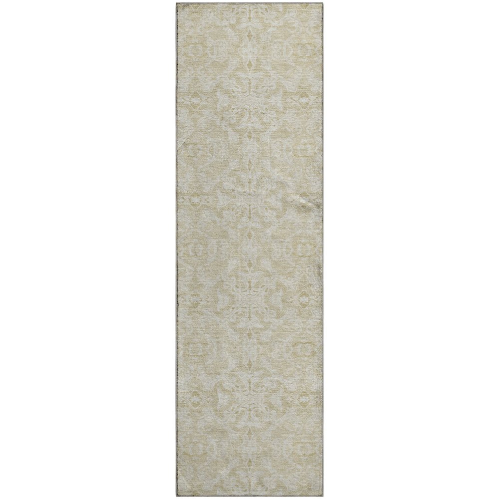 Premium Machine Washable Mayfield AMF784 Tan 2'3" x 7'6" Runner Rug. Picture 1